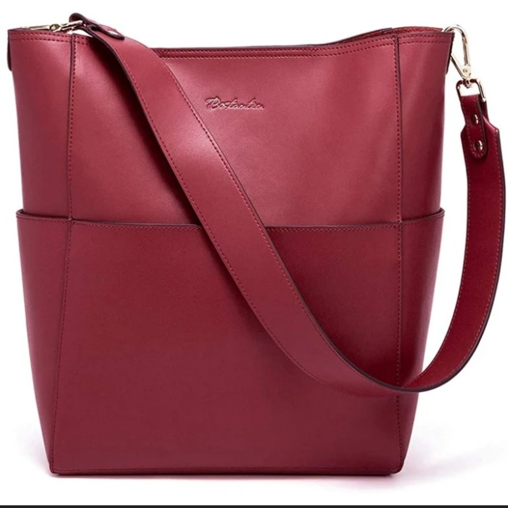 Like new Gorgeous Bostanten Red Leather Tote/Bucket Bag